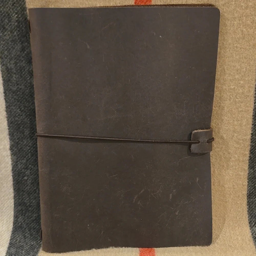 Brown Leather Writing Journal With Elastic leather Clasp NWOT Rare